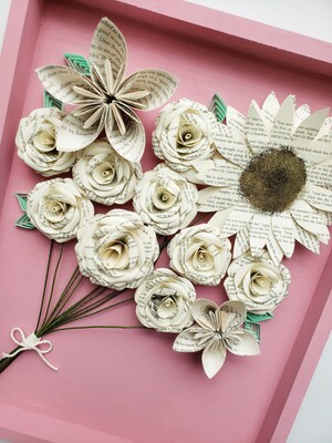 Large Framed Paper Flower Art - Bouquet - image4